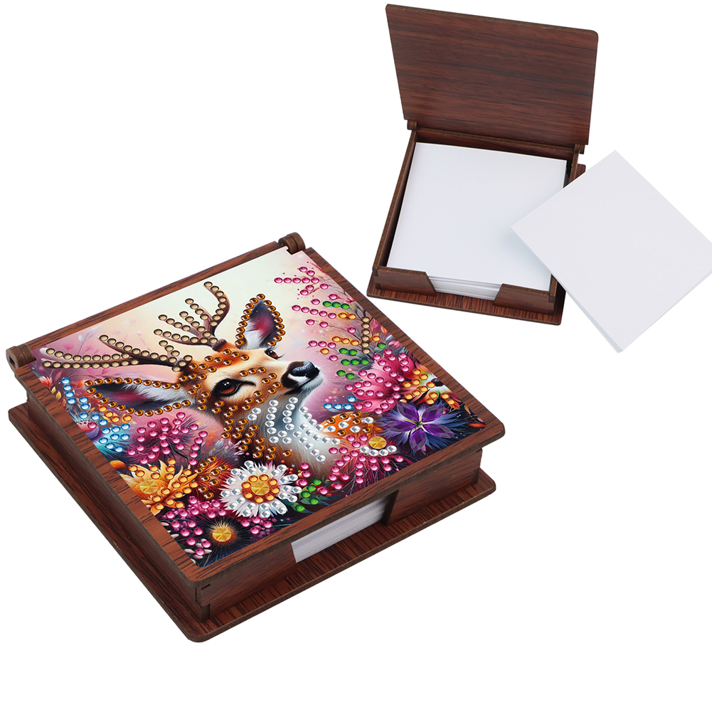 Wooden 5D Diamond Painting Kit Note Box DIY Diamond Art Notepad Box (Deer)