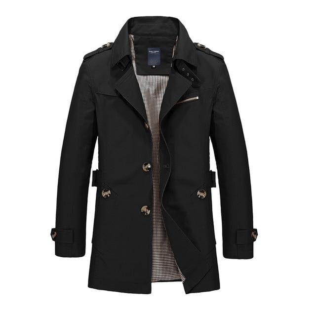 Long Leather Trench Coat Men