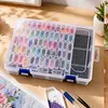 64 Double Buckle Large Clear Bead Organizer Box with Compartments Plastic Storage Boxes Set with Stickers Multifunctional Diamond Painting Storage Containers for Diamonds Seeds Beads Nail Rhinestones