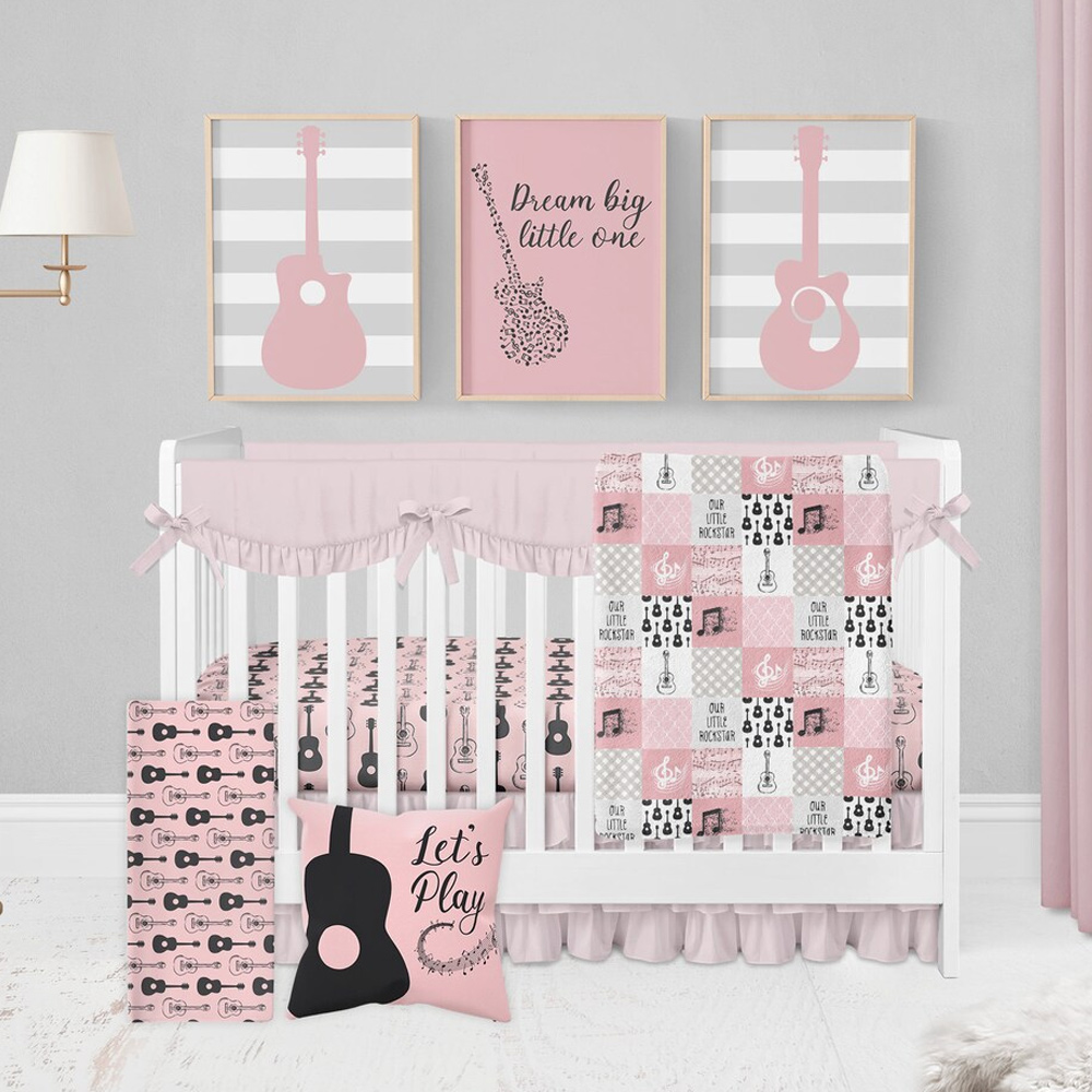 Guitar Crib Bedding Set, Music Theme Baby NurseryDuckbe