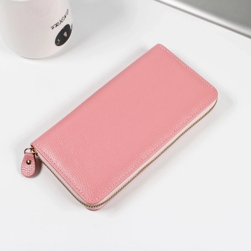 Women’s Solid Color Pu Leather Zipper Wallets