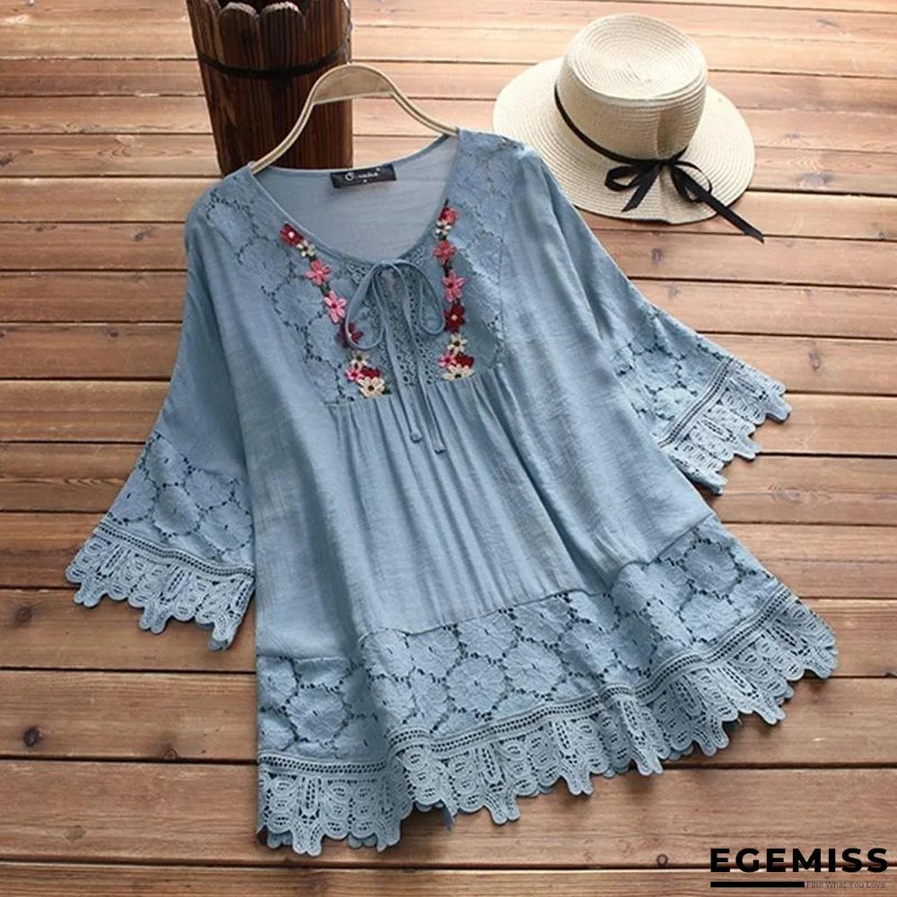 Large Size Women Dresses Mesh Lace Openwork Stitching Round Neck Pleated Dresses | EGEMISS