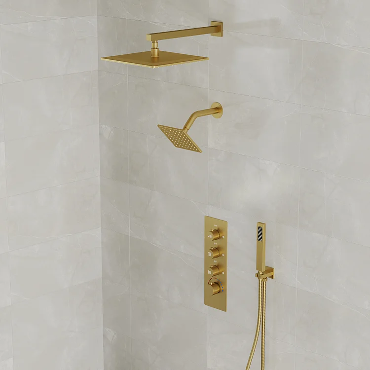 SFS1002A-GD12 Dual 12-Inch Rain and 6-Inch Shower Head System with Extra 6 Body Jets