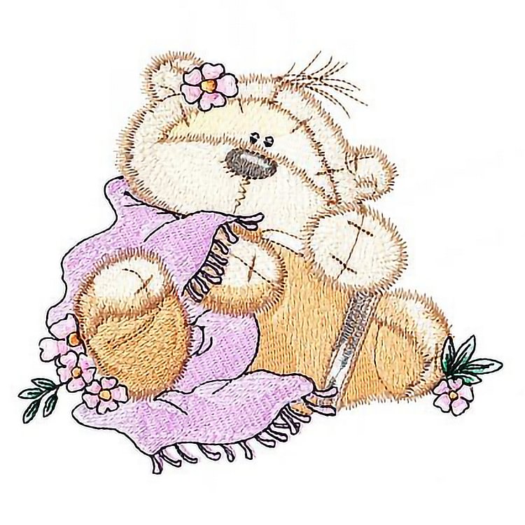 11CT Stamped Cross Stitch - Cartoon Bear(35*35cm)
