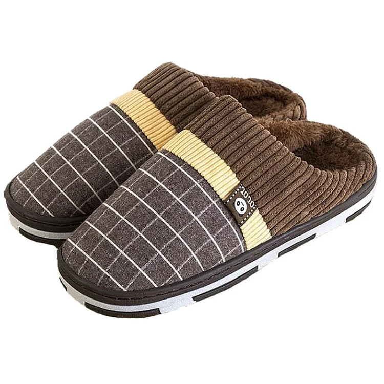 Men Winter Slippers Warm Round Toe Soft Home Shoes Radinnoo.com