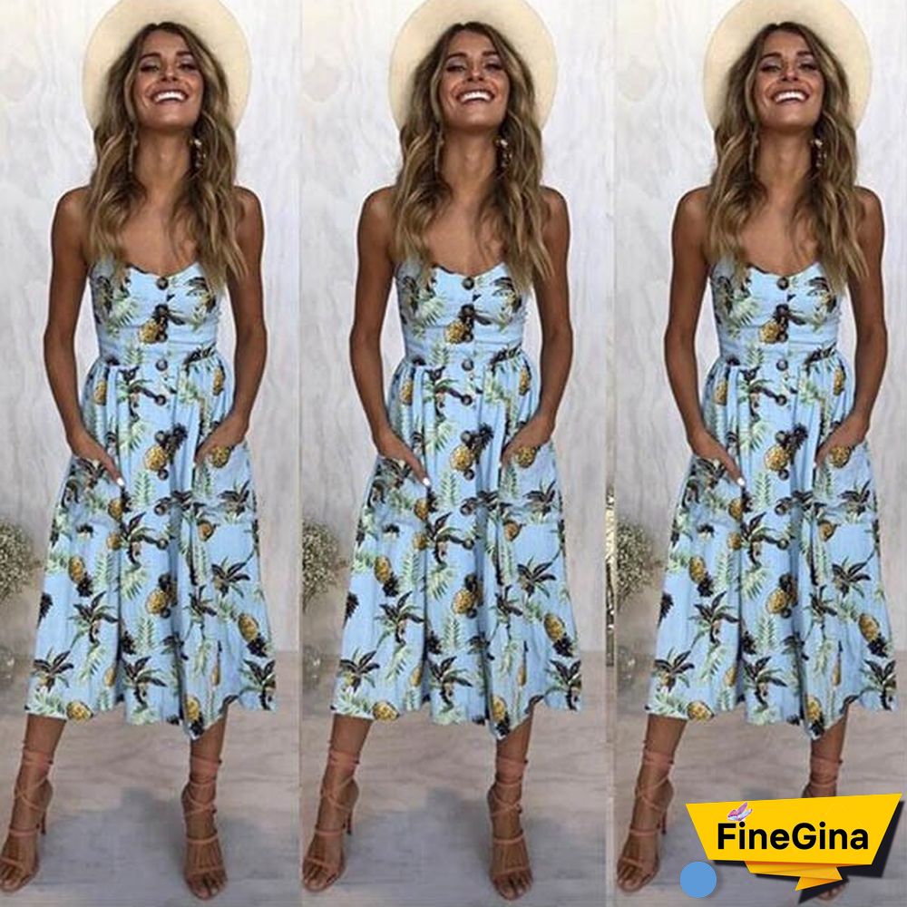 Sexy Suspender Button Backless Dress Women Y2k Dress Summer Clothing For Women Vestidos De Mujer