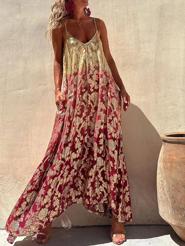 Printed Sling Swing Dress