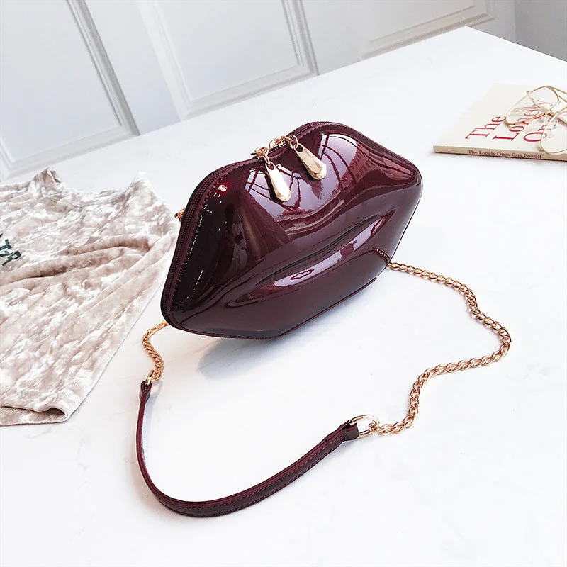 Evening Bag Glossy Lip-Shaped Clutch Bag