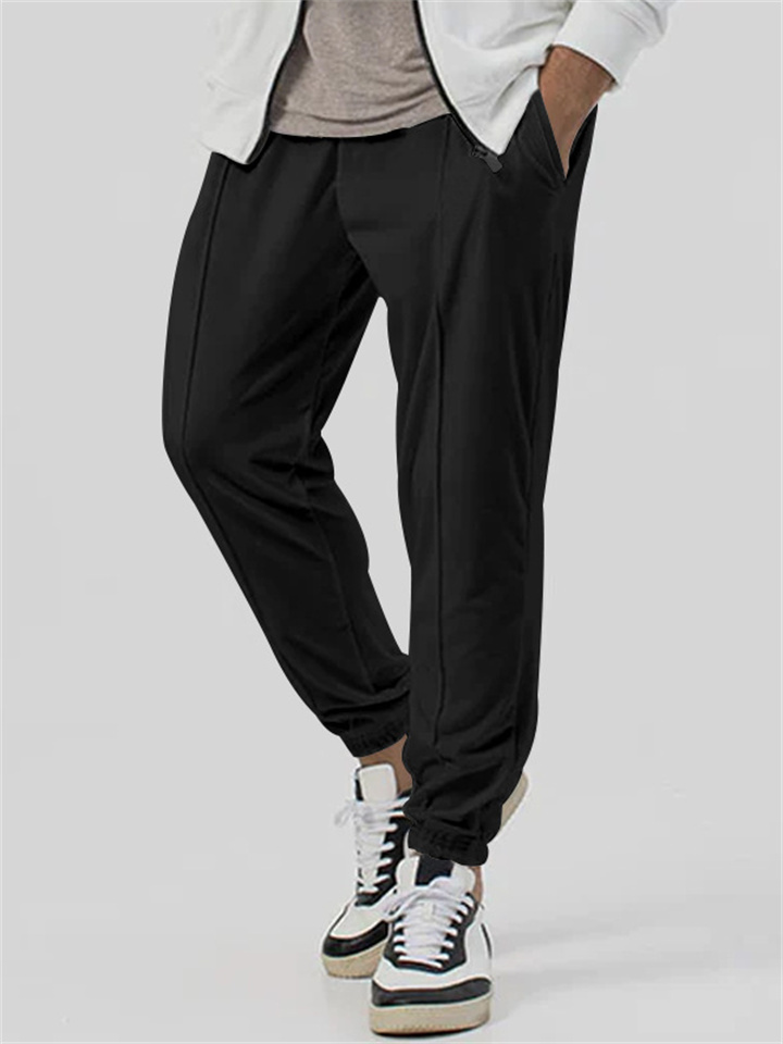 Sports Pants Men's Fall and Winter Solid Color Casual Pants Guard Pants Loose Tie Rope Mid-waist Bunched Leg Pants Trend