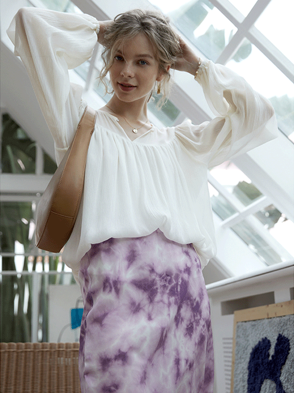 Blouse en soie élégant blanc 1