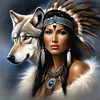 (40*40cm)Indian Beauty Wolf - Full Round Drill Diamond Painting