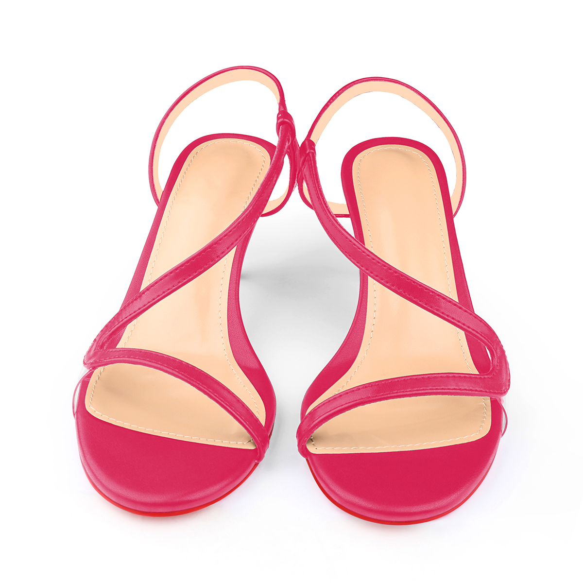 65mm Women's Matte Red Bottom Sandals Spotlight Wavy Straps Sandals-MERUMOTE