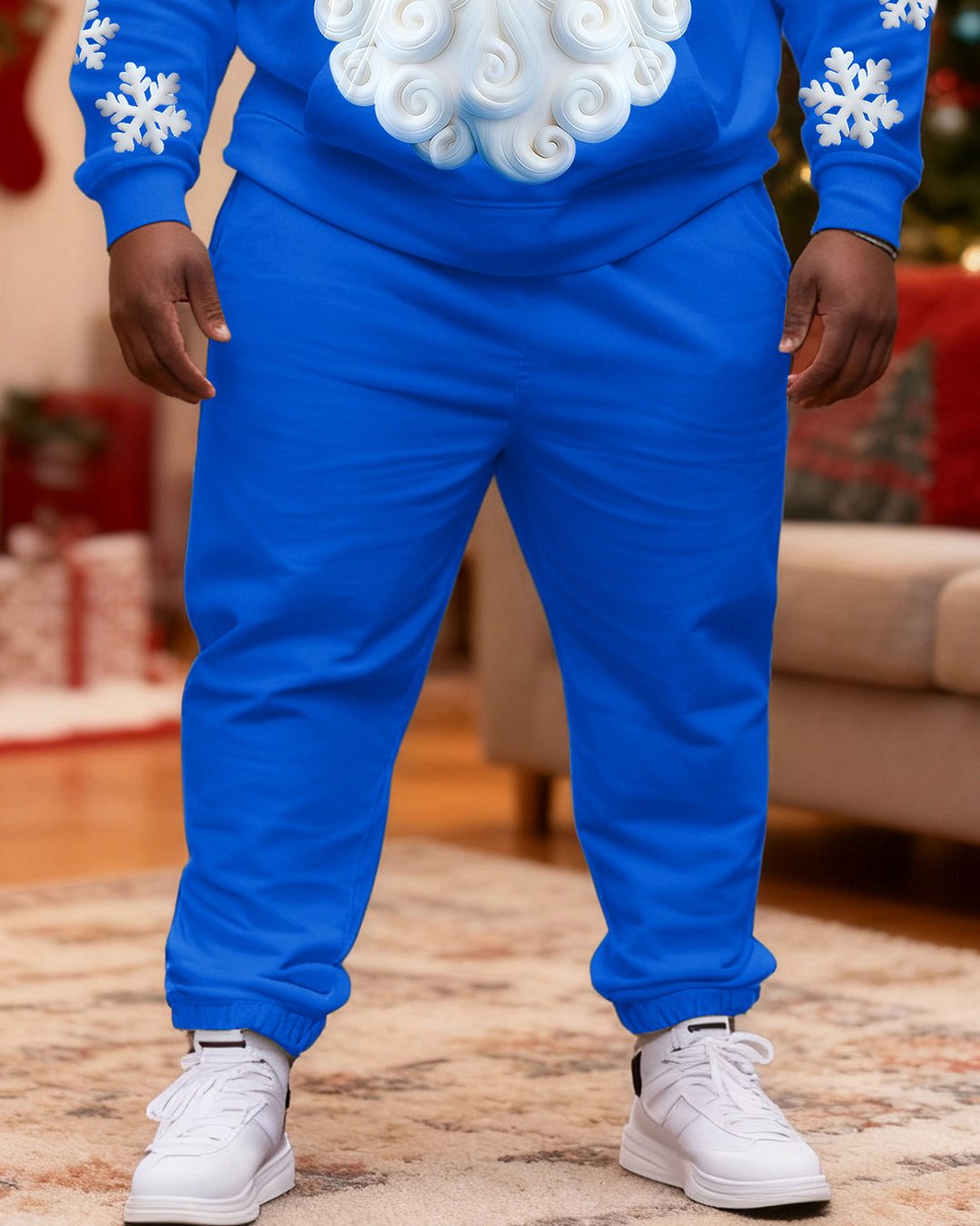 Big & Tall Men's Christmas Santa Claus with Snowflake Beard Hoodie Set