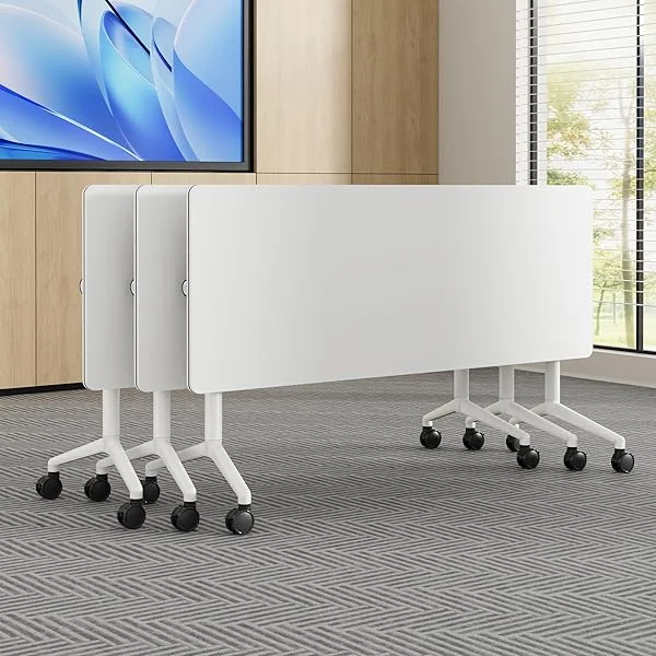 Conference Room Table 1 Pack, Modern Folding Training Table with Flip Top, Mobile Conference Table with Four Locking Wheels, Executive Desk for Meeting Room, Office, Classroom, 63”x23.6”x29.5”