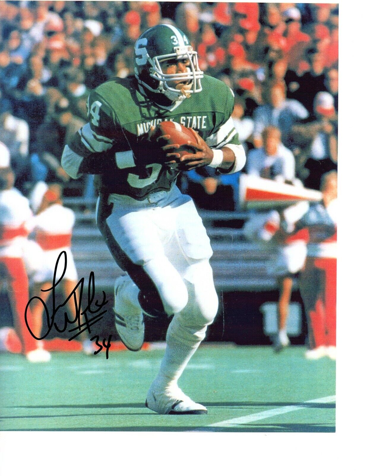 Lorenzo White Michigan State Spartans Football Signed autograph 8X10 Photo Poster painting MSU