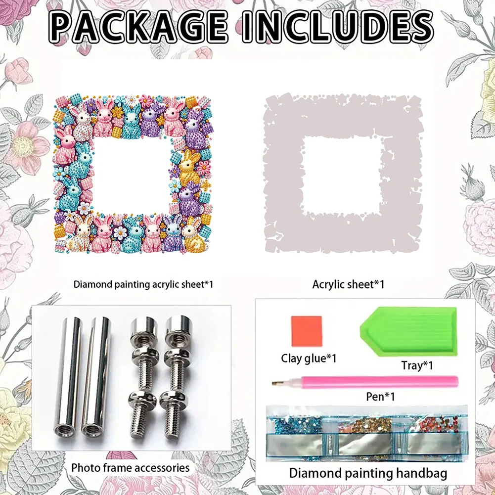 5D DIY Rabbit Acrylic Special Shape Rhinestone Tabletop Photo Frame Kit