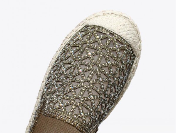 Espadrilles Mules Slide Sandals With Rhinestones