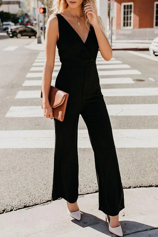 Womens Cotton Blend Plain Jumpsuit-Allyzone-Allyzone