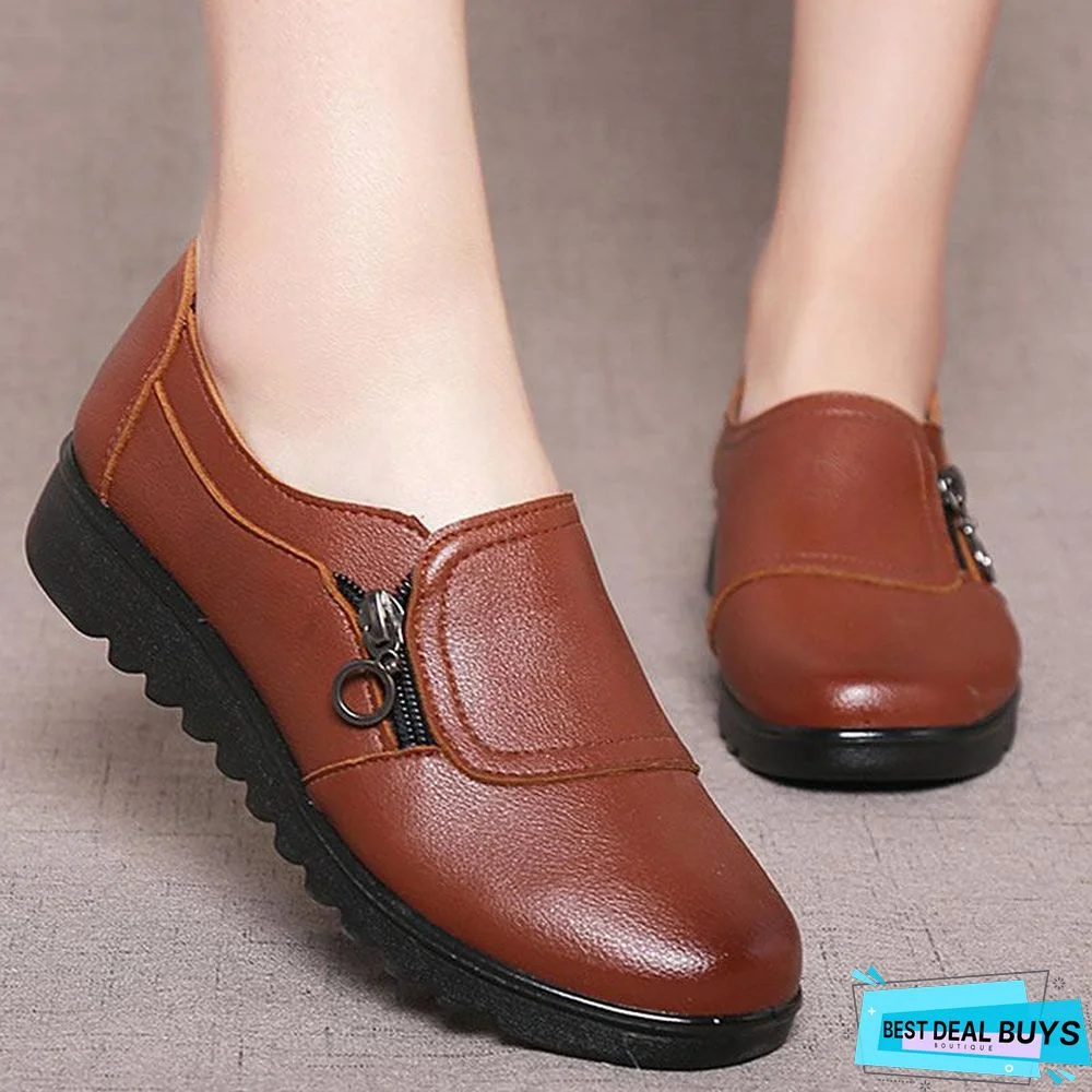 Women Leather Slip On Loafers Anti Slip Moccasins Ladies Flats Shoes