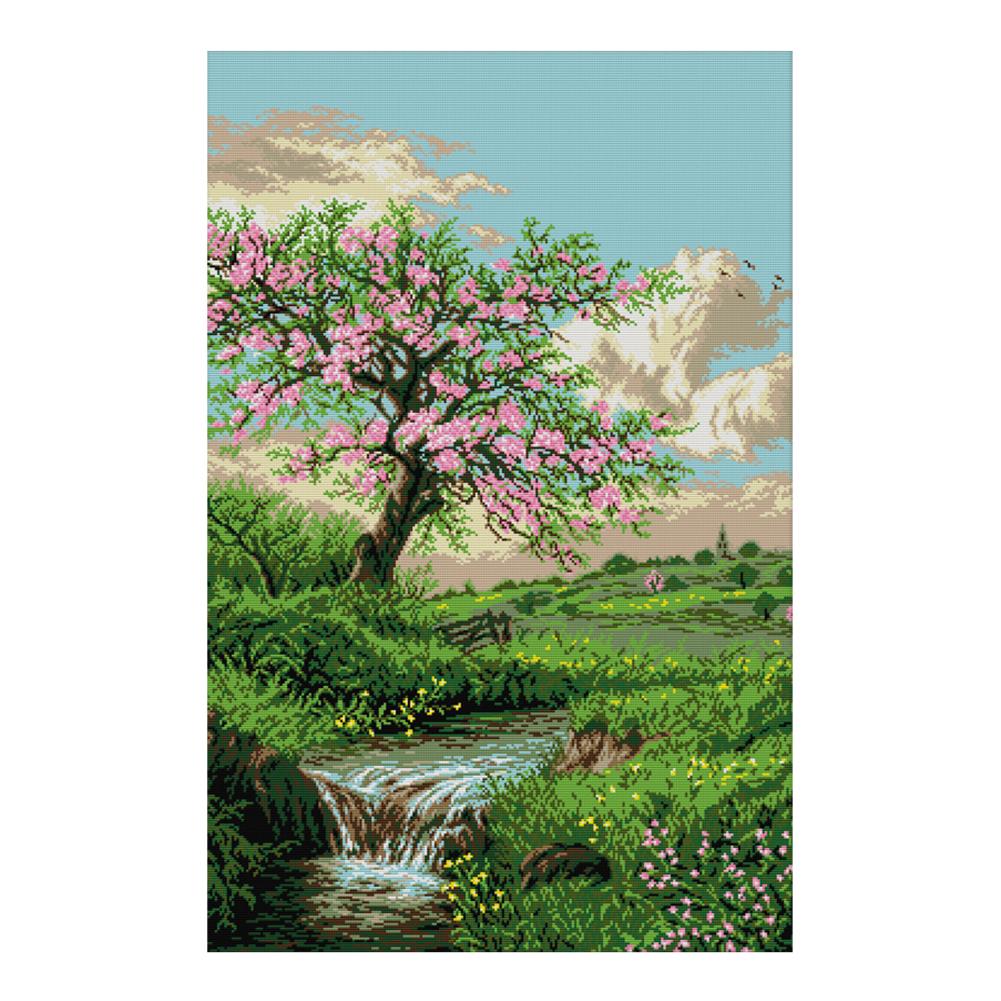 

Peach blossoms in spring - 14CT Stamped Cross Stitch - 53*77cm, 501 Original
