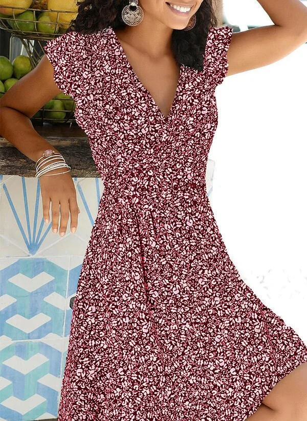 Vintage Summer Women's Dress 2021 Casual Plus Size Elegant Sexy Boho Beach Dot Floral Print Dresses Ladies Sundress Robe Femme