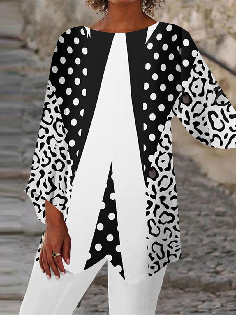 Women Long Sleeve V-neck Graphic Floral Printed Top