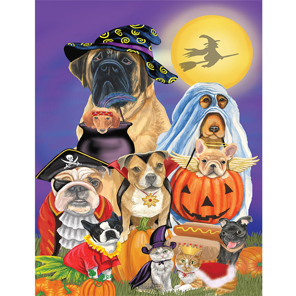 

Halloween Dog - 11CT Stamped Cross Stitch - 40*50CM, 501 Original