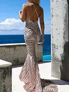 Sequined Deep V-Neck Backless Mermaid Evening Maxi Dress
