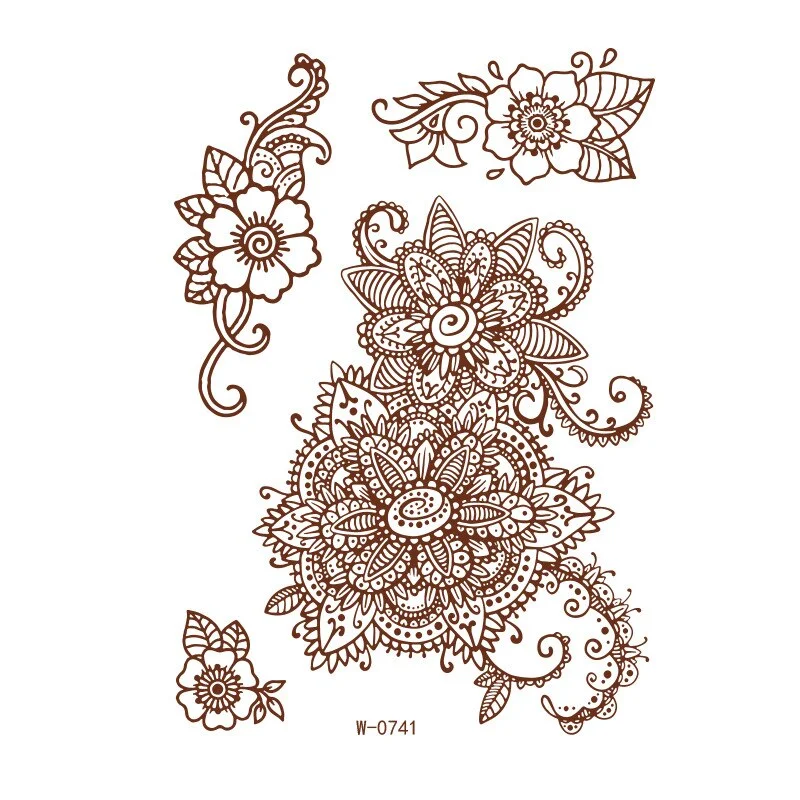 Waterproof Temporary Tattoo Sticker Chest Lace Henna Mandala wedding Flash Tattoos Flower Body Art Arm Fake Tatoo Women Men
