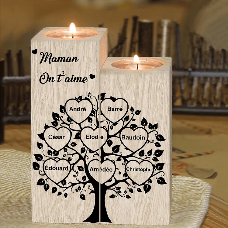 À Famille - Cadre en bois Arbre de vie Arbre généalogique 3 Prénoms