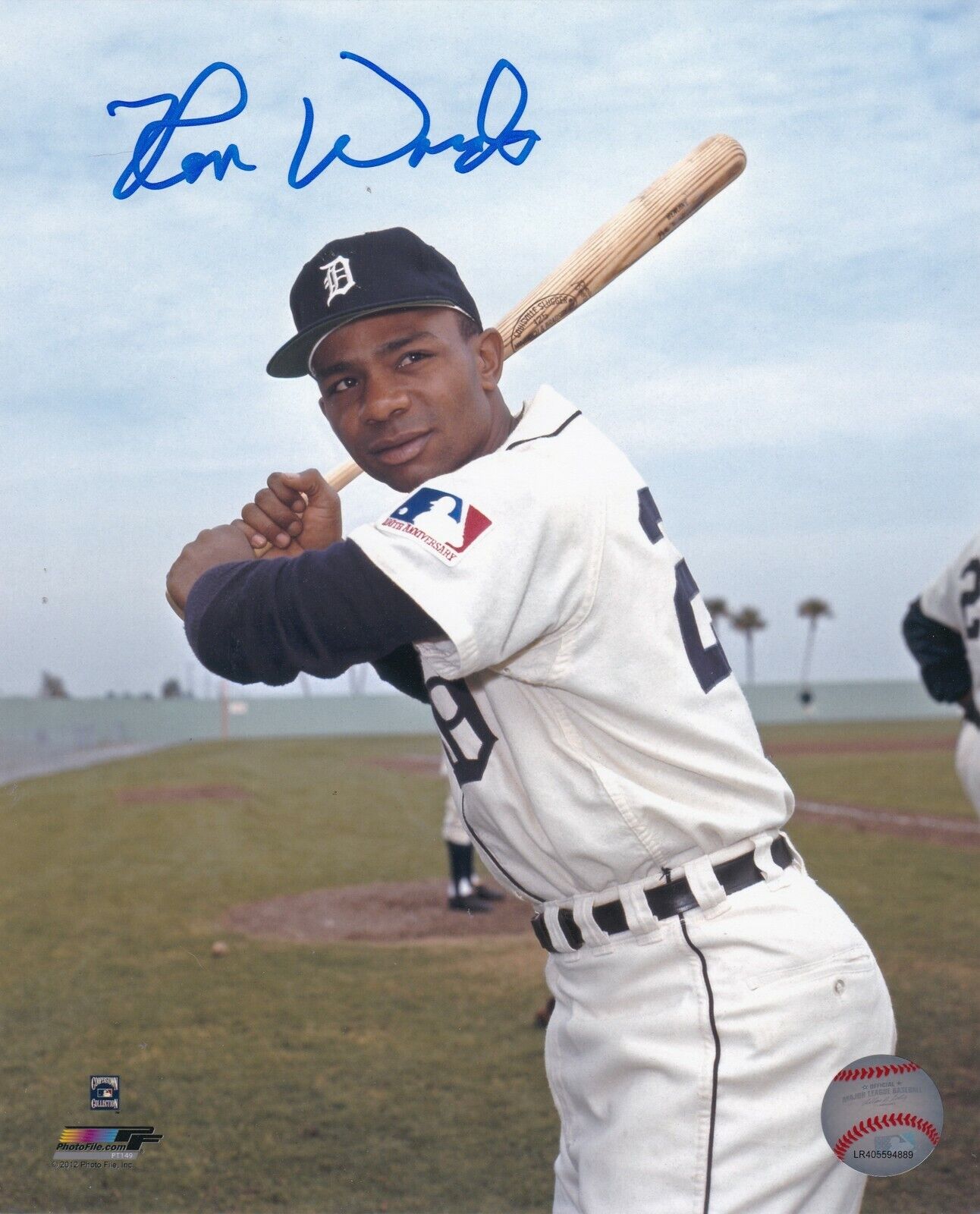 RON WOODS DETROIT TIGERS COLOR ACTION SIGNED 8x10