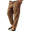 Men's Corduroy Trousers Loose Casual Straight Leg Cropped Trousers by Inlyline