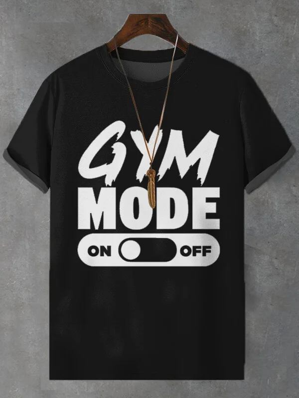 Men's Gym Mode On Fitness Print T-Shirt