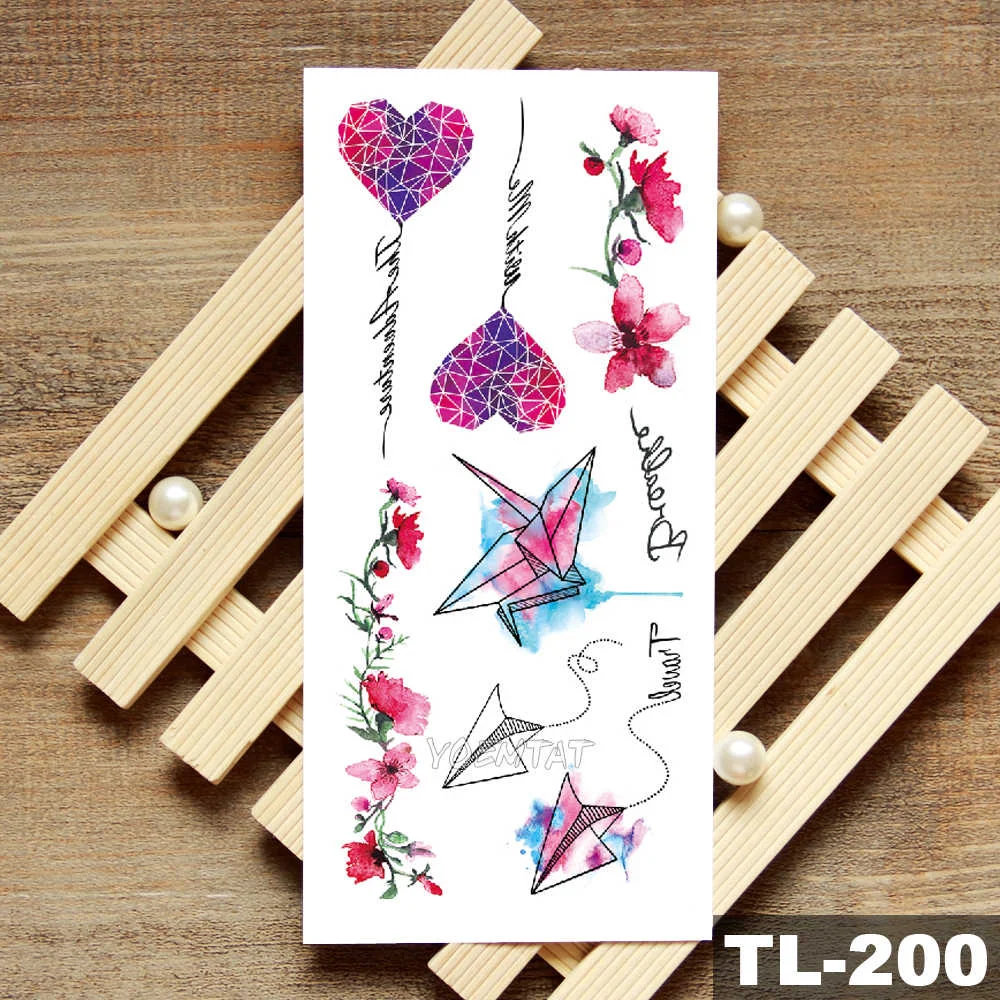 Sdrawing Owl Compass Waterproof Temporary Tattoo Sticker Flower Wolf Mountain Flash Tattoos Body Art Fake Arm tatoo Women