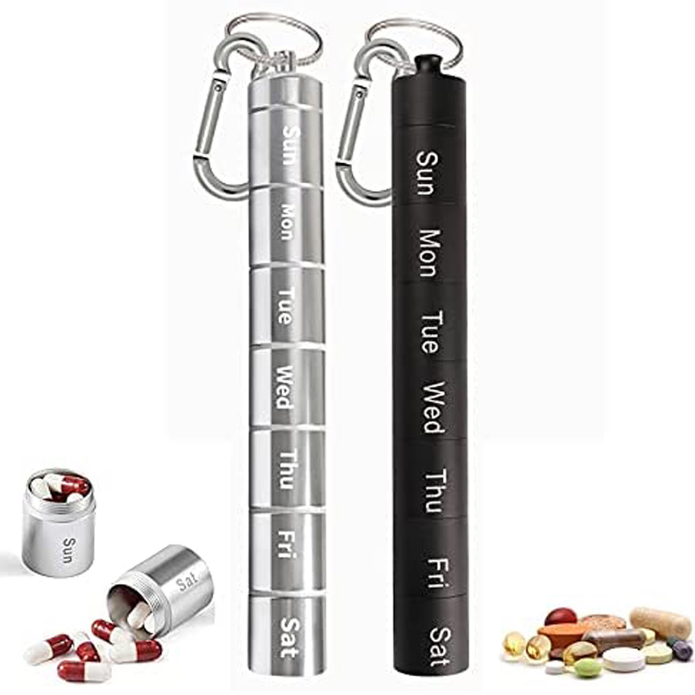 

7 Days Aluminum Alloy Medicine Box Weekly Tablet Holder Travel Supplies, 501 Original