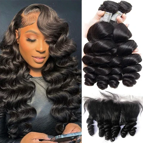 12A 3PCS + 13X4/13X6 HD Lace Frontal Loose Wave 3 Bundles With HD Lace Frontal