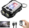 Mini Keychain Flashlight with Magnet, USB C Rechargeable, LED & COB Portable Clip on Flashlights-8 Modes