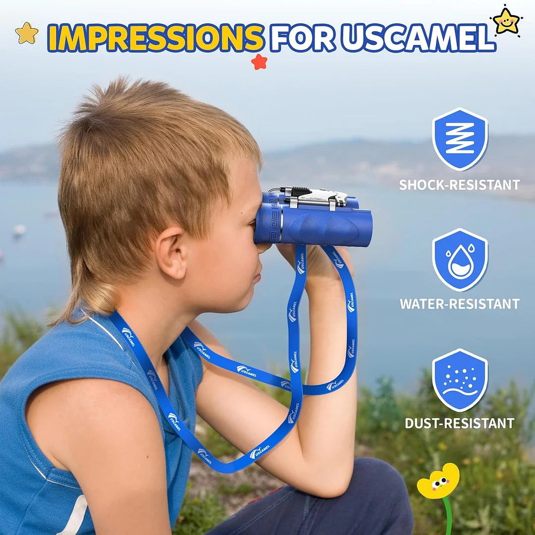 Binoculars for Kids 8-12,Compact Travel Binoculars with BAK-4 Prism, Fully Multi-Coated Optics, Carry Bag & Neck Strap, Perfect for Hiking, Camping,Sports Games（Blue）