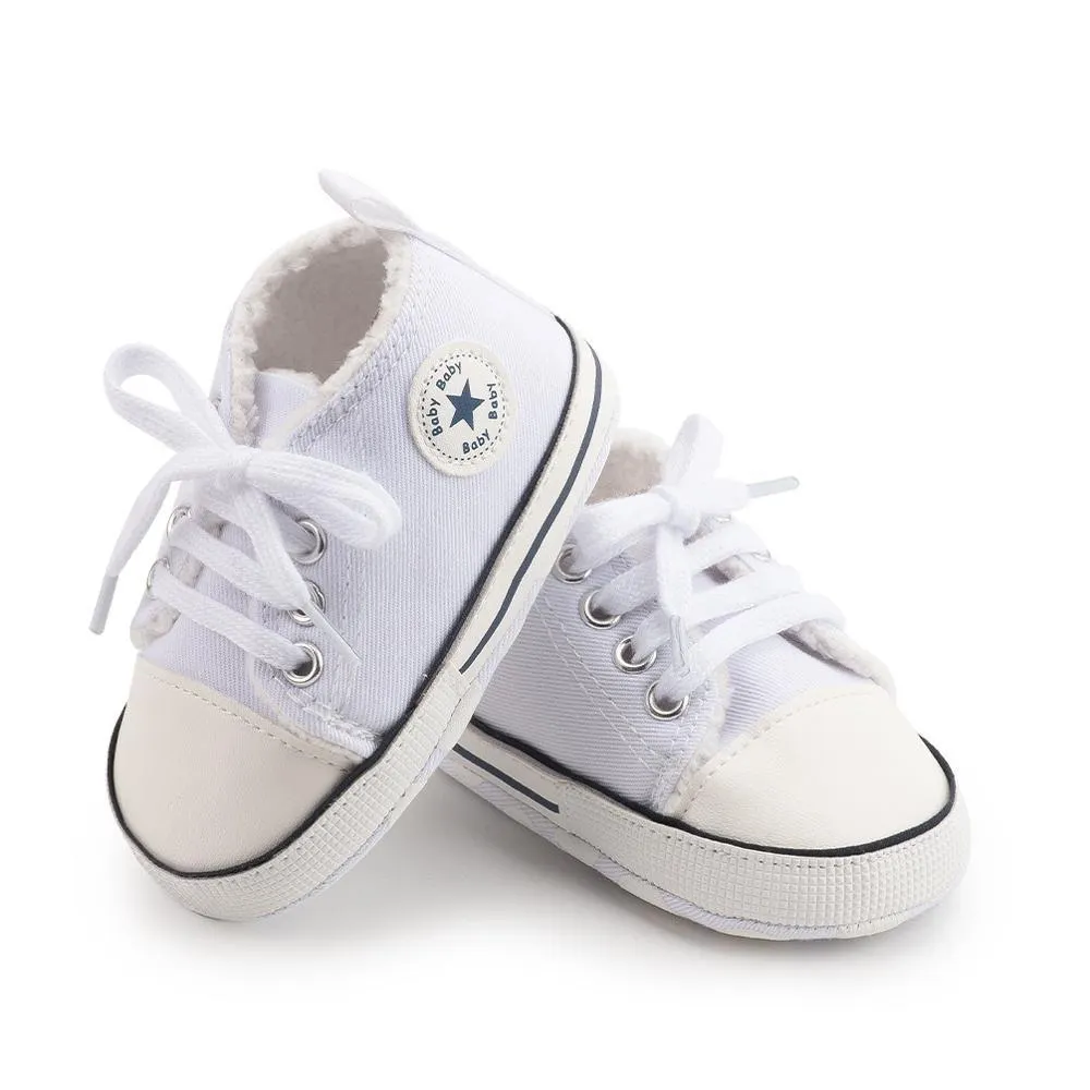 Baby Canvas Classic Sports Sneakers Newborn Baby Boys Girls Print Star First Walkers Shoes Infant Toddler Anti-slip Baby Shoes