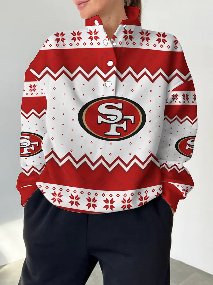 San Francisco 49ers  2025 New Design Casual Snap  Mockneck Pullover