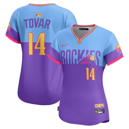 Women's Colorado Rockies #14 Ezequiel Tovar  Purple/Light Blue 2025 City Connect Elite Player Jersey