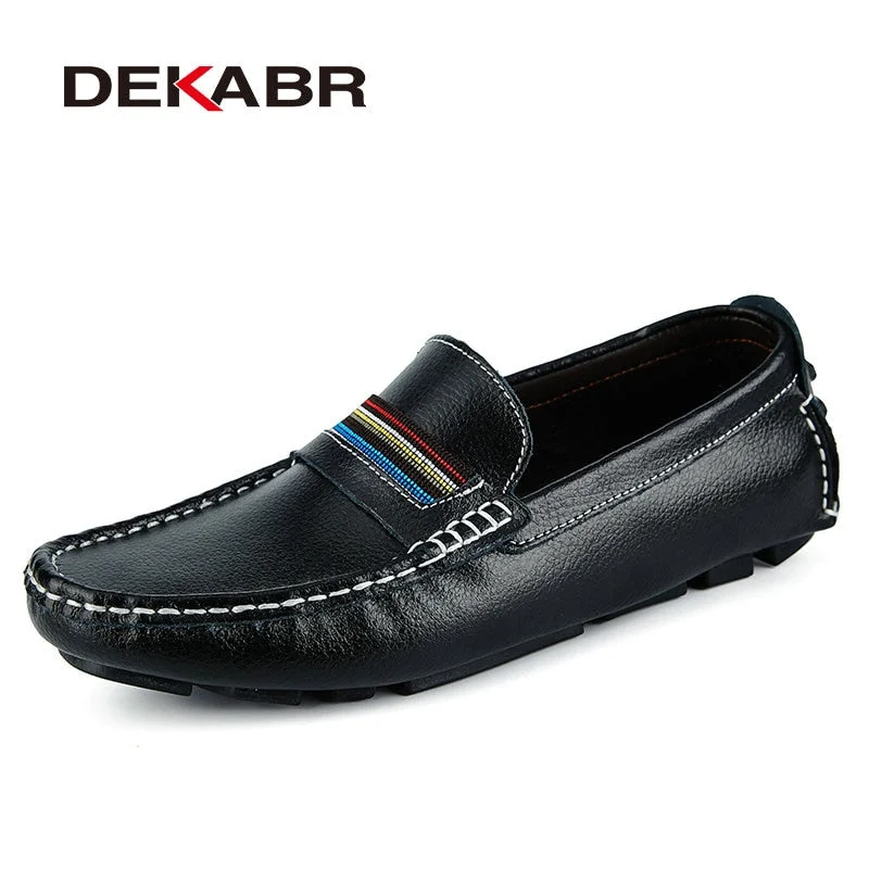 DEKABR Fashion Men Shoes Genuine Leather Casual Soft Comfortable Loafers Male Moccasins Breathable Non Slip Driving Footwear