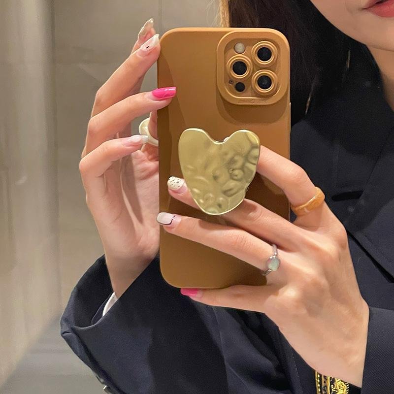 Heart Irregular Metal Bracket iPhone Case