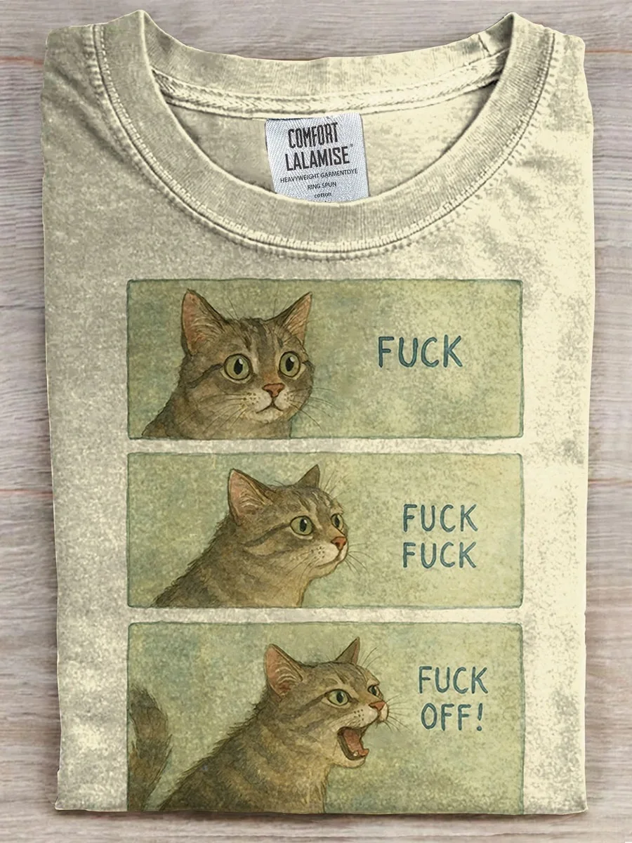 Eagerlys  Funny Cat Fuck Off T-shirt Eagerlys
