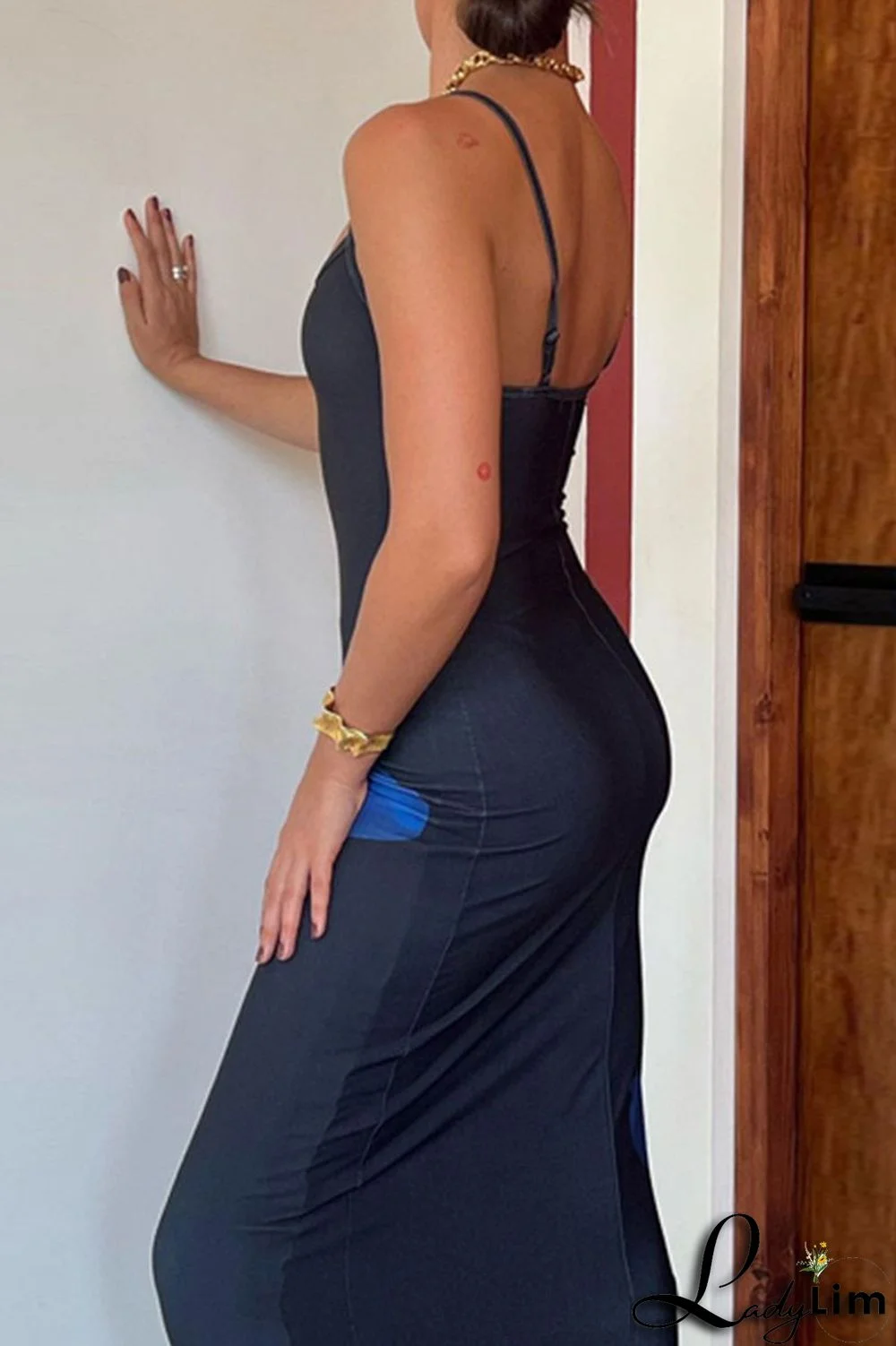 Pink Sexy Print Patchwork Spaghetti Strap One Step Skirt Dresses