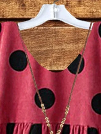 Women Half Sleeve V-neck Solid Color Dress