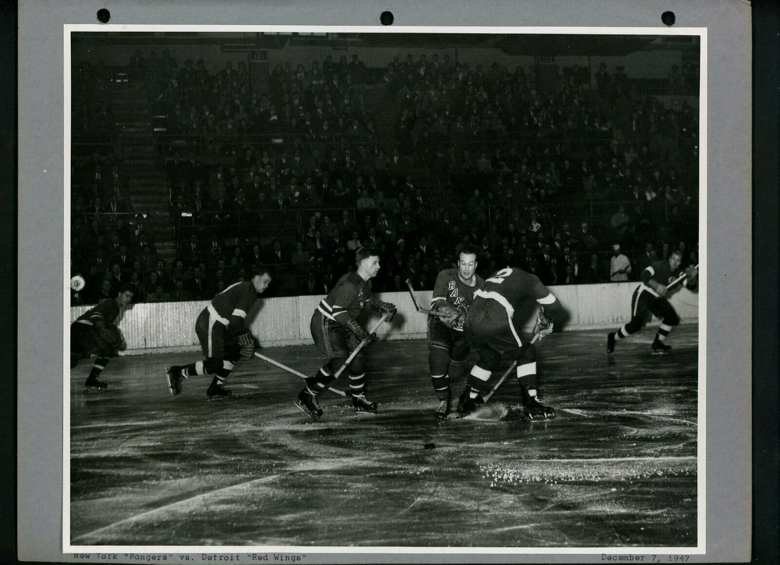 New York Rangers & Detroit Red Wings 1947 Type 1 Press Photo Poster painting 1A1A