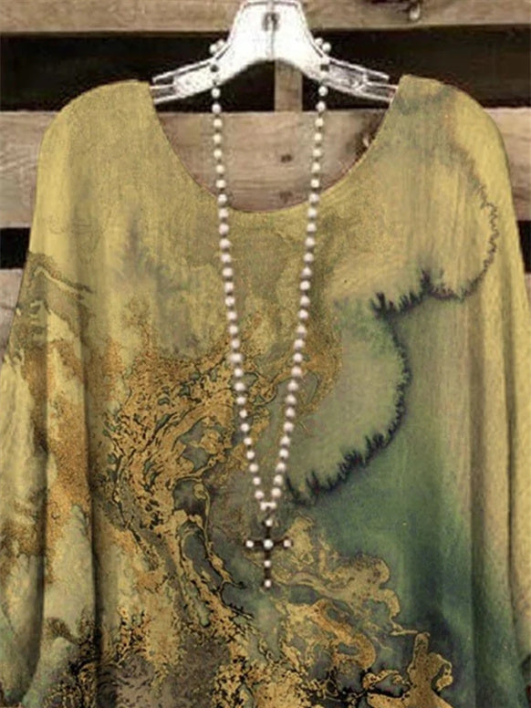 Women 3/4 Sleeve Scoop Neck Graphic Floral Printed Women Tops