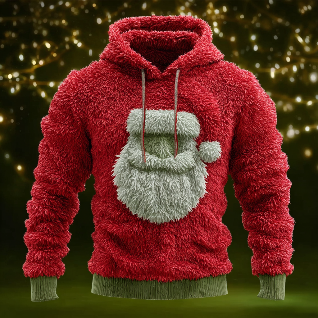 Retro Christmas Men's Flannel Hooded Sweatshirt elevenforest