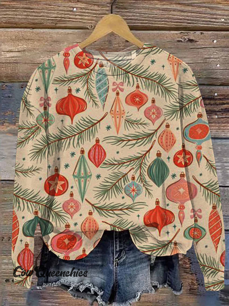 Christmas Coniferous Vintage Ornaments Snow Casual Sweatshirt Multicolor / S